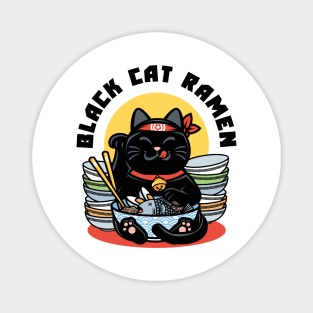 Good luck ramen, maneki neko japanese black cat Magnet